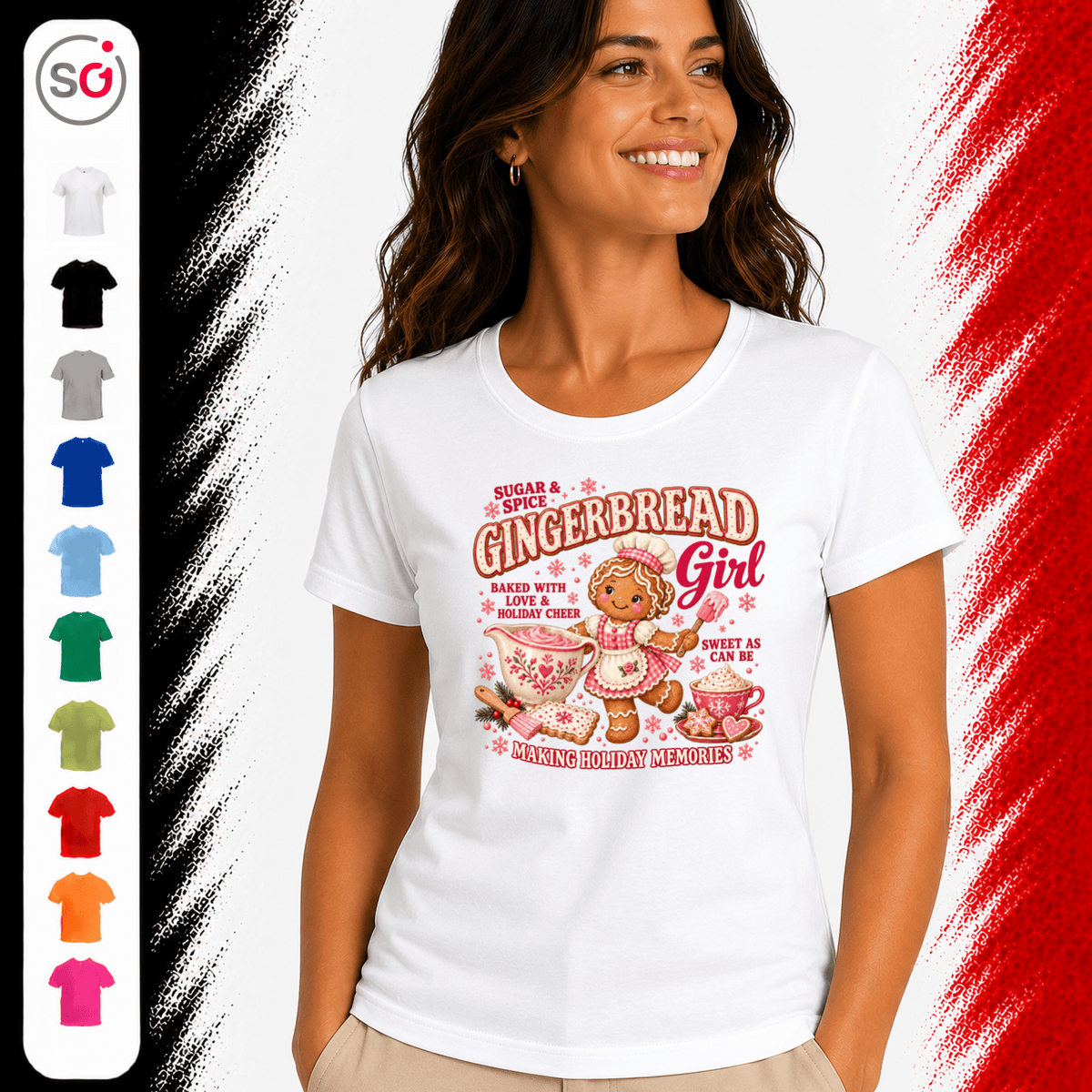 Gingerbread Girl T-Shirt | Süßes Lebkuchen-Design für die Weihnachtsbäckerei - StyleOne
