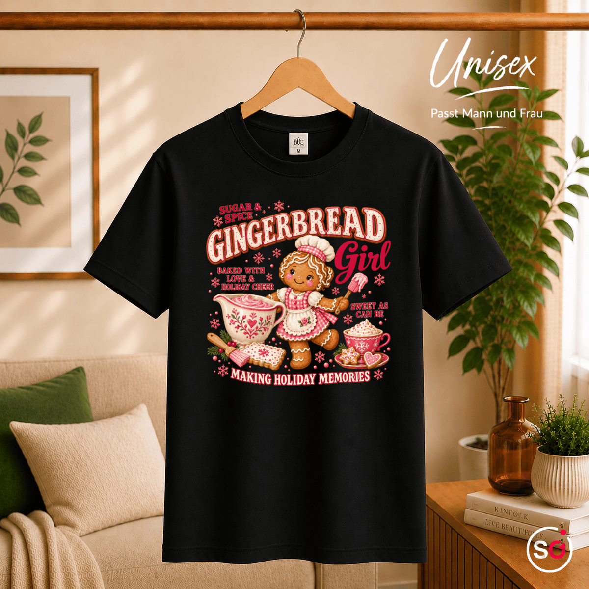 Gingerbread Girl T-Shirt | Süßes Lebkuchen-Design für die Weihnachtsbäckerei - StyleOne