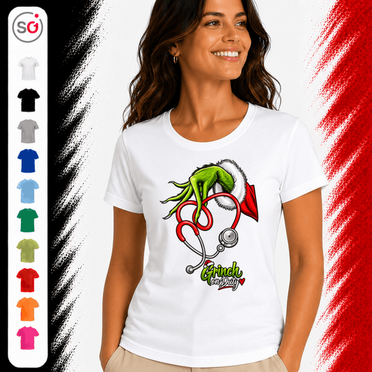 Grinch on Duty T-Shirt mit Stethoskop-Herz | Weihnachtsmotiv für medizinische Berufe - StyleOne