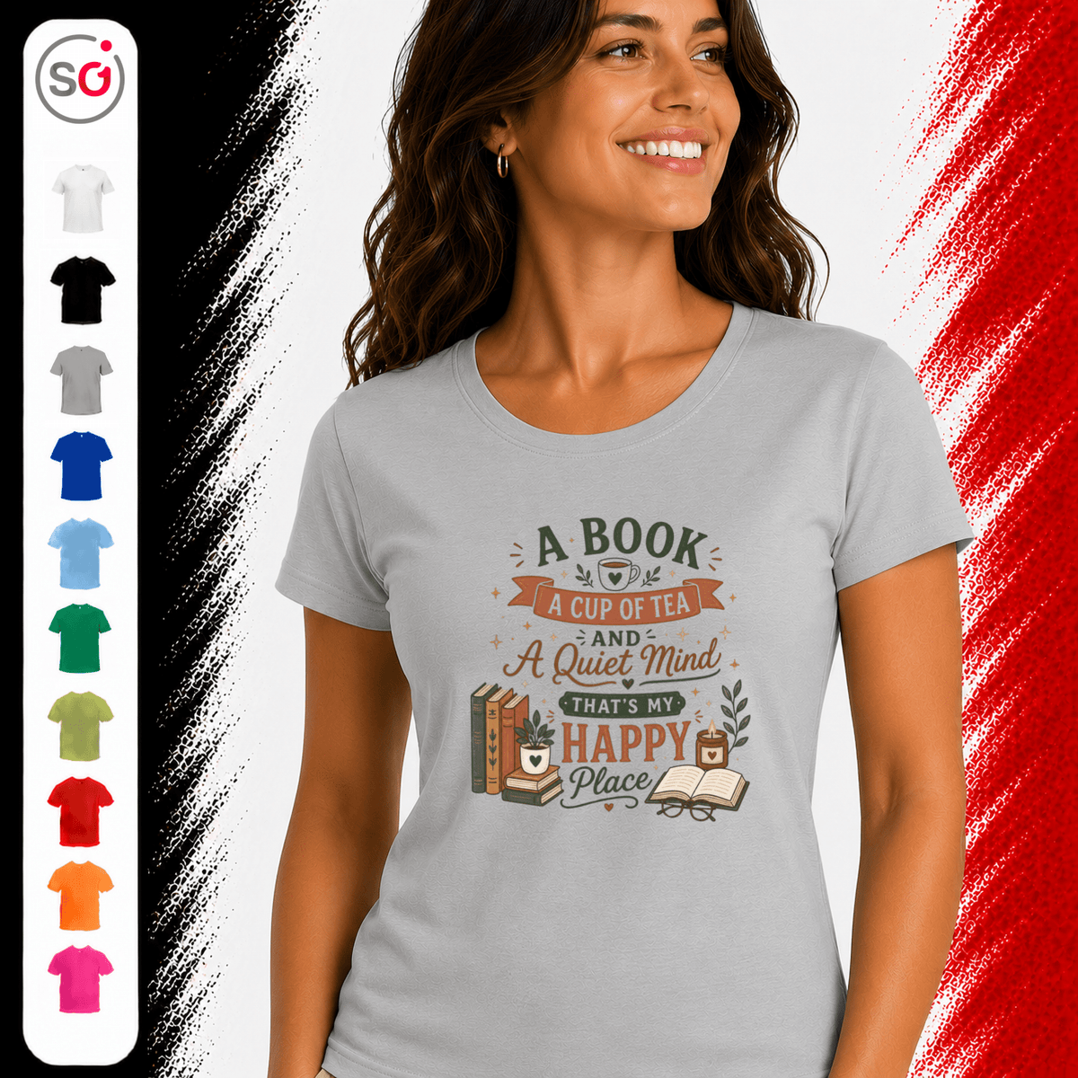 Happy Place T-Shirt | Design mit Buch, Tee und gemütlichem Lese-Motiv - StyleOne