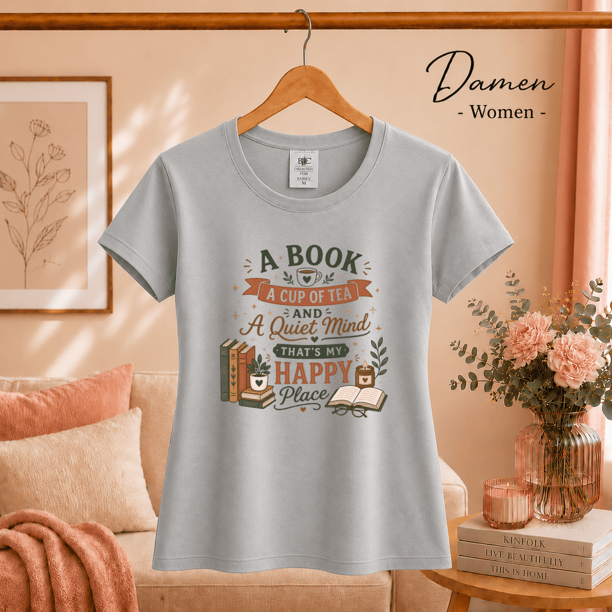 Happy Place T-Shirt | Design mit Buch, Tee und gemütlichem Lese-Motiv - StyleOne