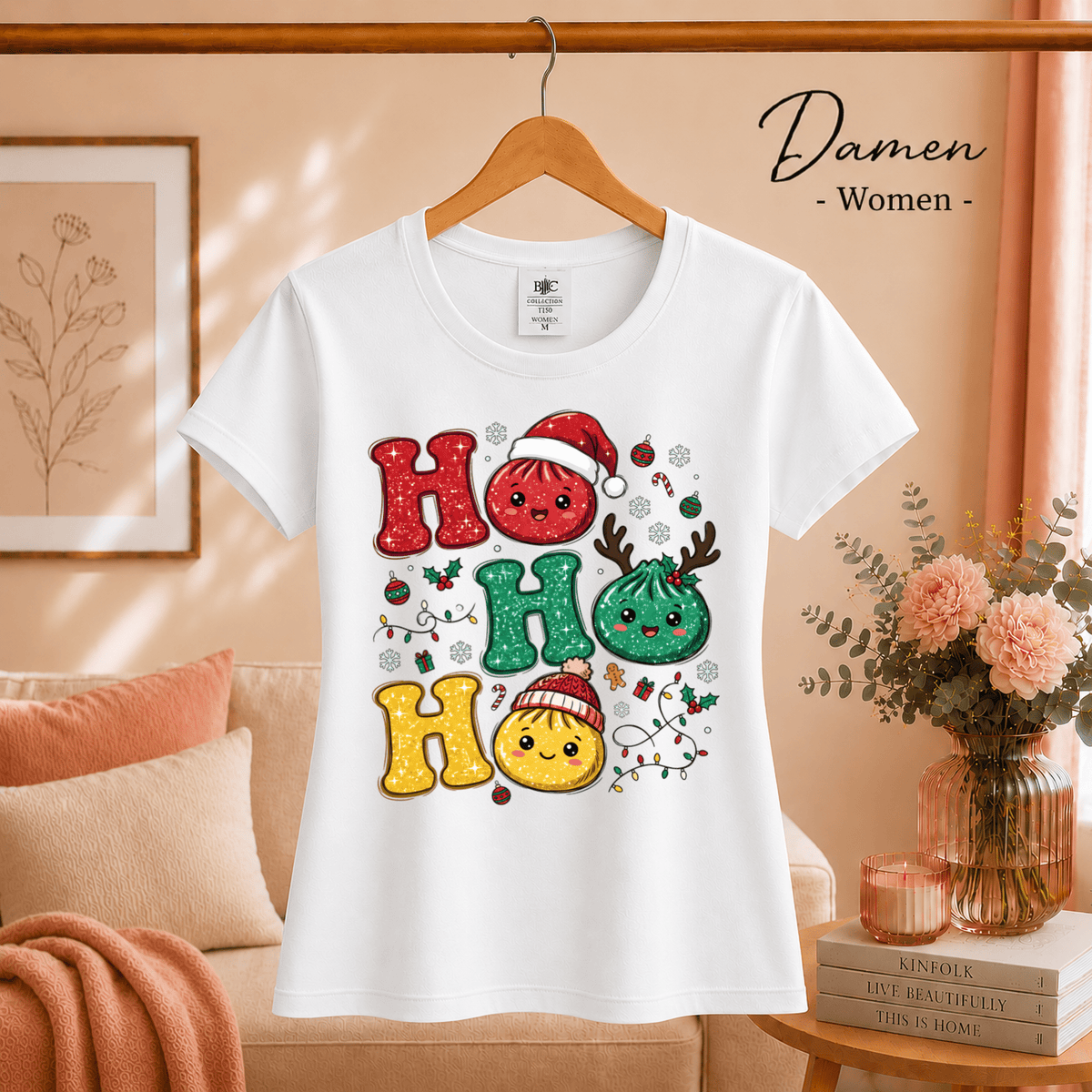 Ho Ho Ho T-Shirt mit niedlichen Weihnachts-Dumplings im Kawaii-Stil - StyleOne
