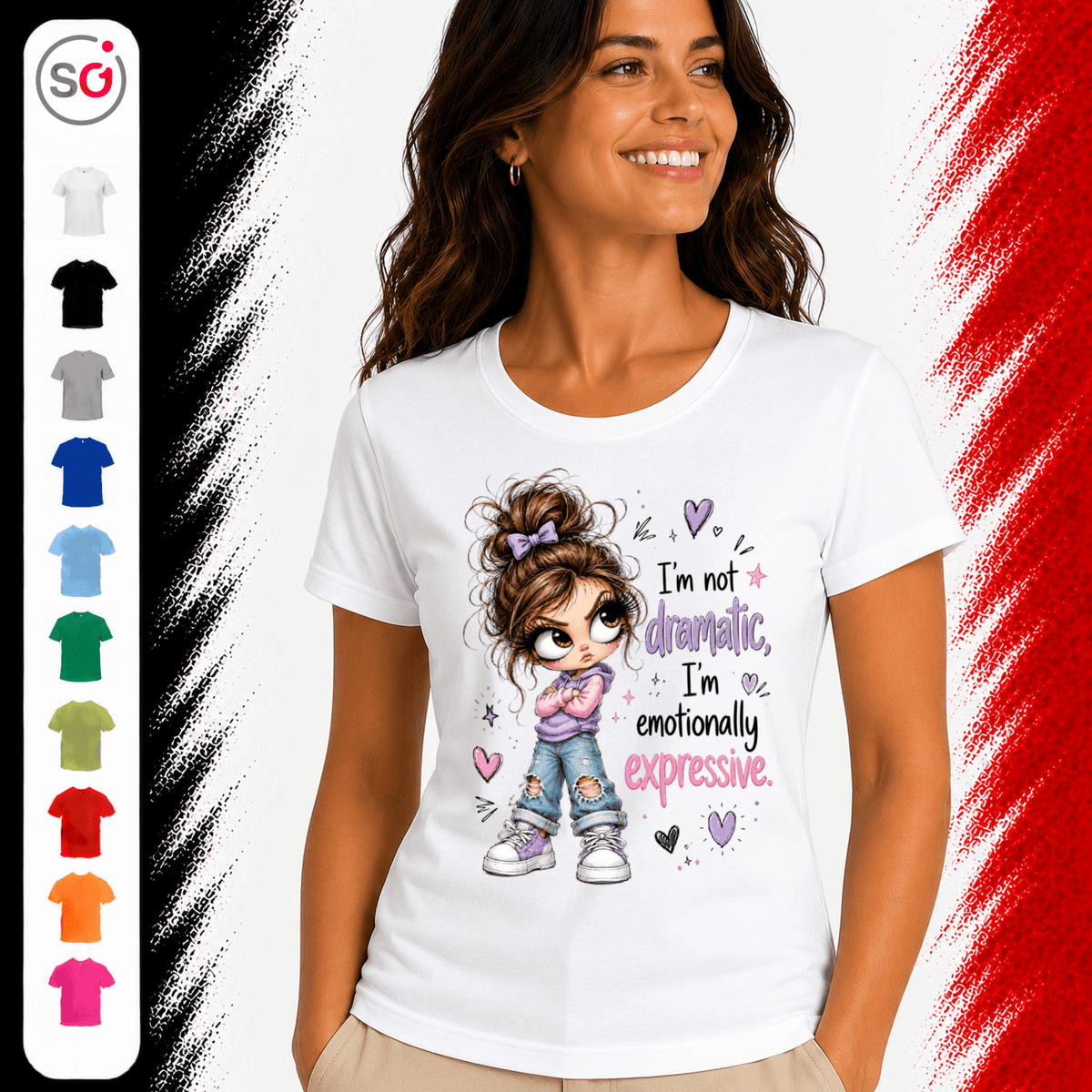 „Ich bin nicht dramatisch“: Emotional Ausdrucksstarkes Statement T-Shirt mit Mädchen Motiv - StyleOne