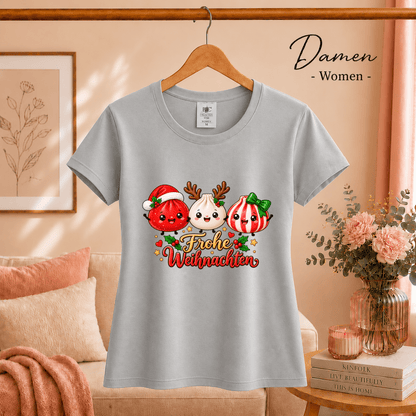 Kawaii Weihnachts-T-Shirt mit süßen Dumplings als Rentier, Weihnachtsmann & Geschenk - StyleOne