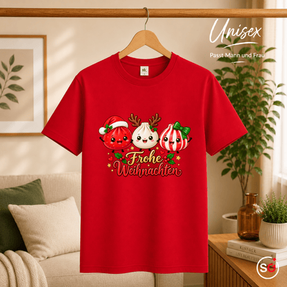 Kawaii Weihnachts-T-Shirt mit süßen Dumplings als Rentier, Weihnachtsmann & Geschenk - StyleOne