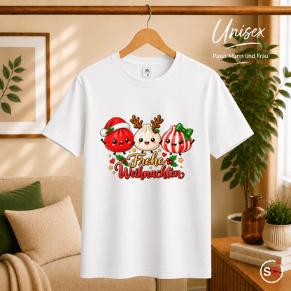 Kawaii Weihnachts-T-Shirt mit süßen Dumplings als Rentier, Weihnachtsmann & Geschenk - StyleOne