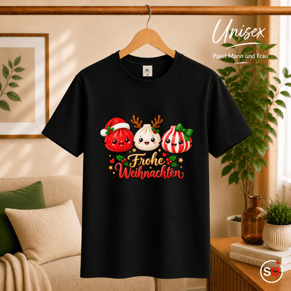 Kawaii Weihnachts-T-Shirt mit süßen Dumplings als Rentier, Weihnachtsmann & Geschenk - StyleOne
