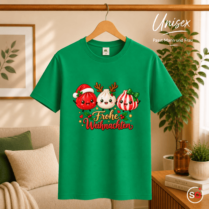 Kawaii Weihnachts-T-Shirt mit süßen Dumplings als Rentier, Weihnachtsmann & Geschenk - StyleOne