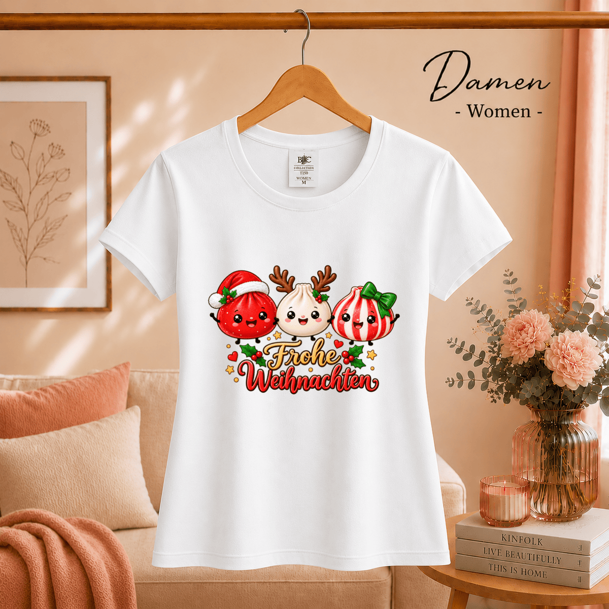 Kawaii Weihnachts-T-Shirt mit süßen Dumplings als Rentier, Weihnachtsmann & Geschenk - StyleOne