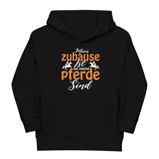 Kinder-Hoodie: 'Mein Zuhause ist, wo meine Pferde sind!' – Stilvoll und bequem für kleine Reitfreunde