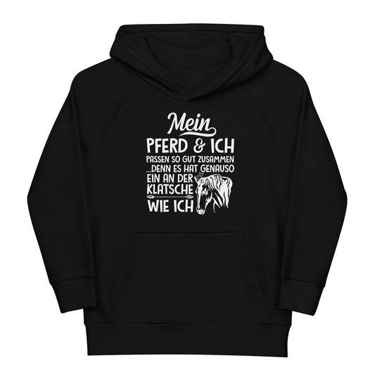 Kinder Hoodie: Lustiger Pferdespruch - Mein Pferd und ich, beide mit Klatsche!