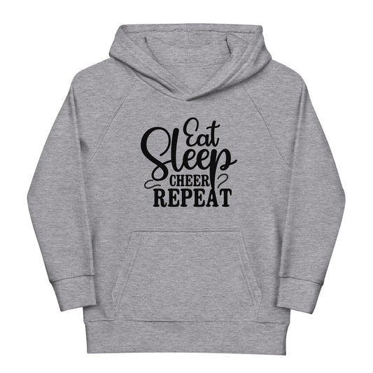 Eat, Sleep, Cheer, Repeat! - Cheerleading Hoodie für Kinder | Trendiger Kapuzenpullover mit motivierendem Spruch