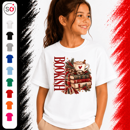 Kinder T-Shirt 'Bookish' | Gemütlicher Bücherstapel mit heißem Kakao - StyleOne
