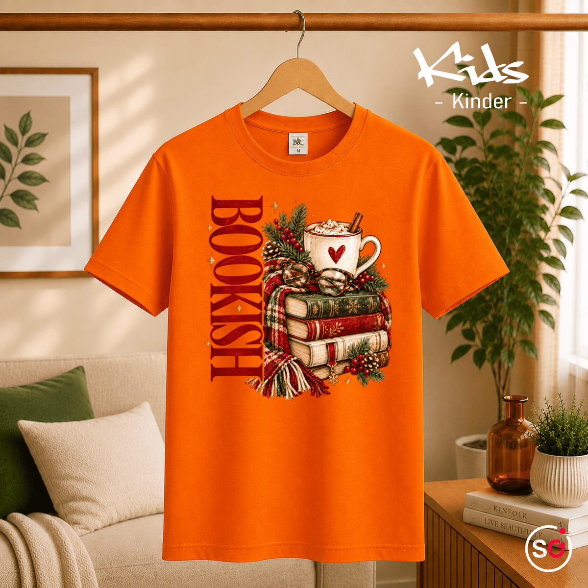 Kinder T-Shirt 'Bookish' | Gemütlicher Bücherstapel mit heißem Kakao - StyleOne