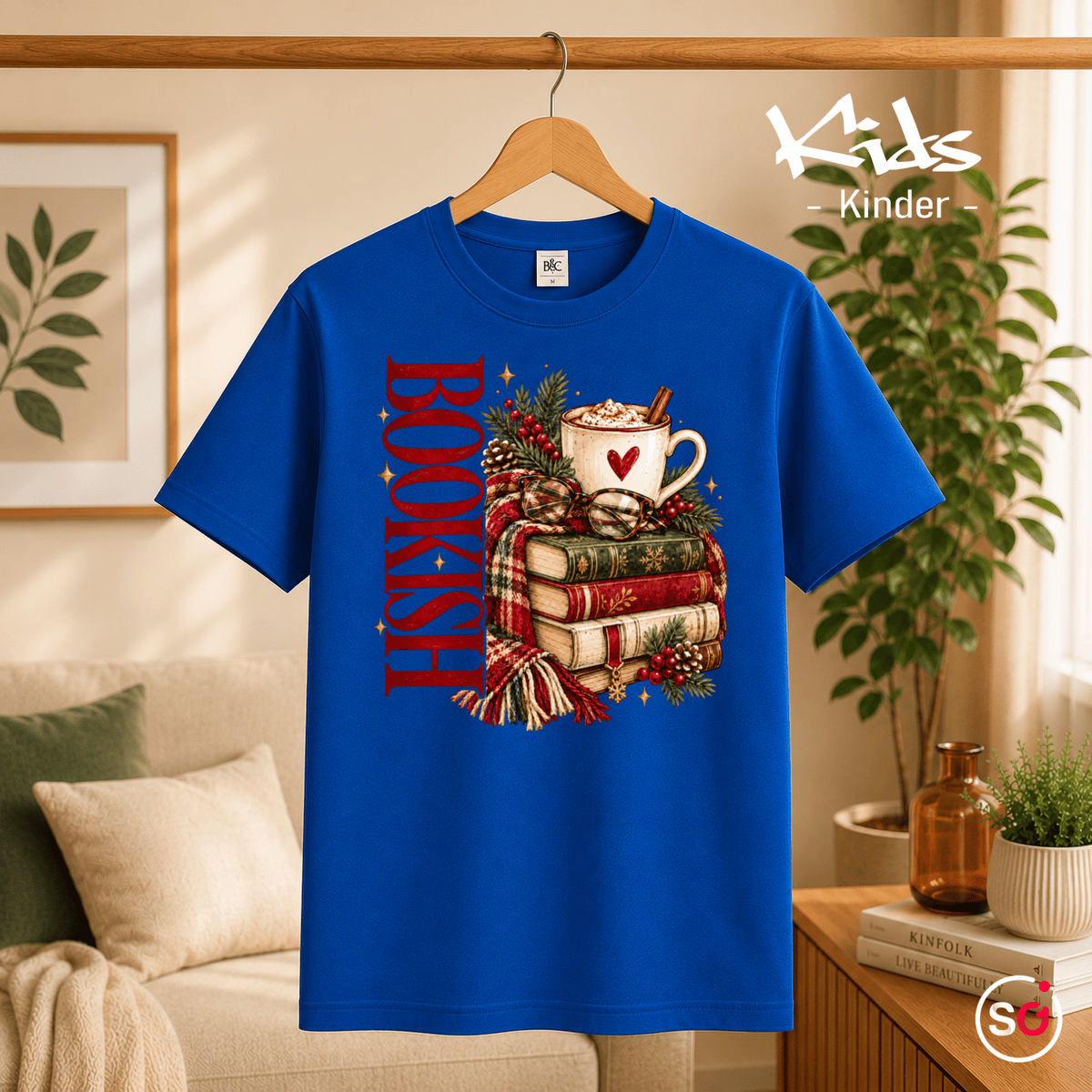 Kinder T-Shirt 'Bookish' | Gemütlicher Bücherstapel mit heißem Kakao - StyleOne