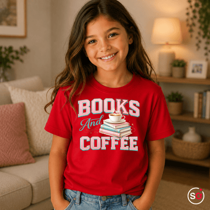 Kinder T-Shirt "Books & Coffee" – Süßes Motiv für kleine Leseratten - StyleOne