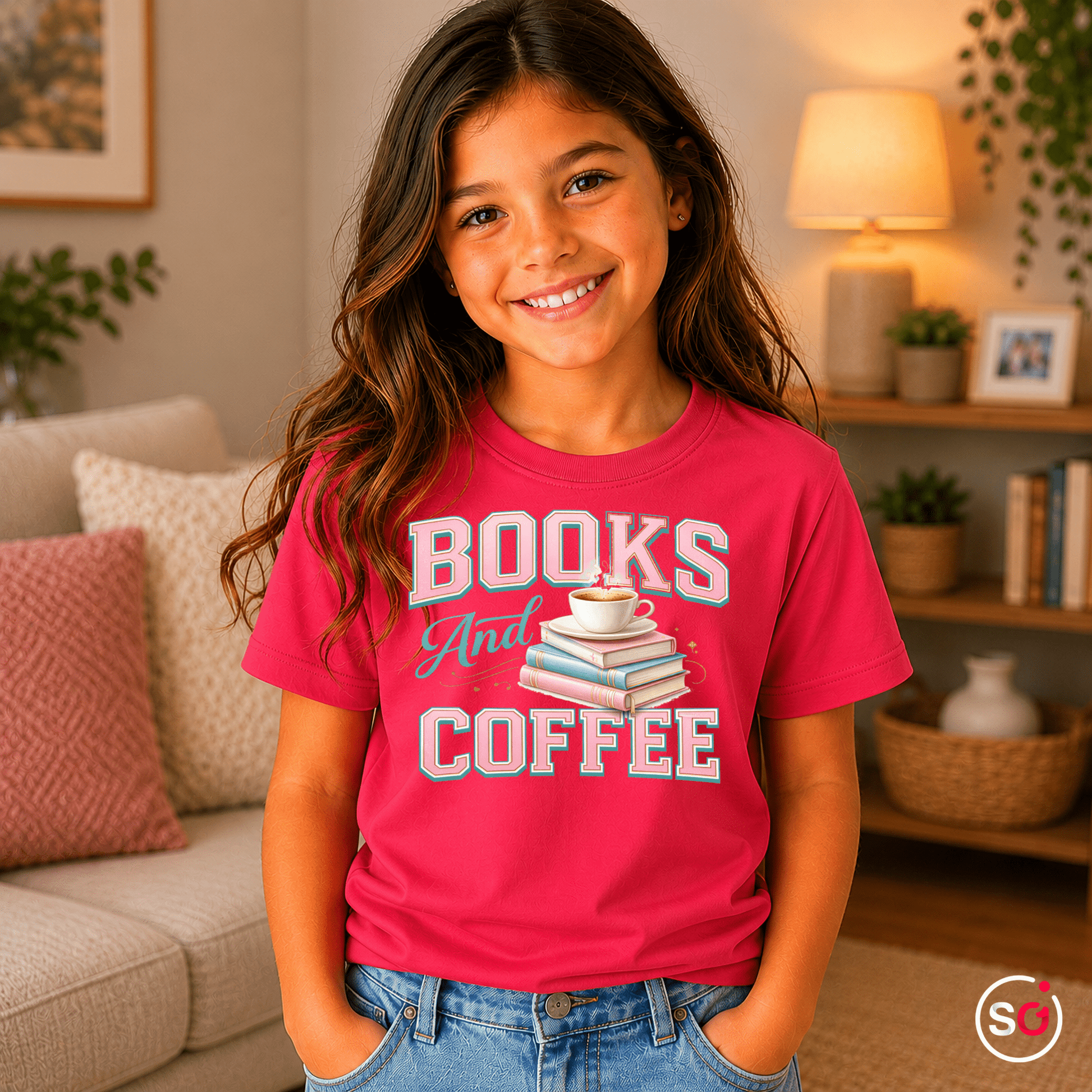 Kinder T-Shirt "Books & Coffee" – Süßes Motiv für kleine Leseratten - StyleOne