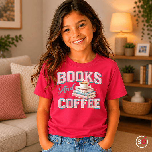 Kinder T-Shirt "Books & Coffee" – Süßes Motiv für kleine Leseratten - StyleOne