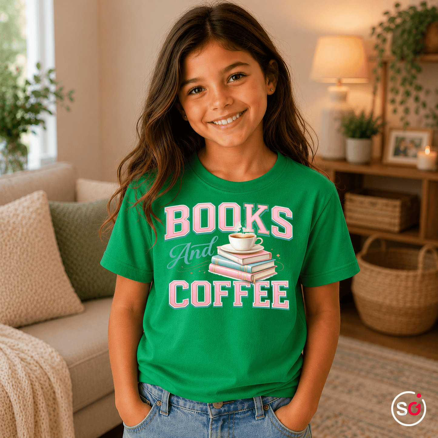 Kinder T-Shirt "Books & Coffee" – Süßes Motiv für kleine Leseratten - StyleOne