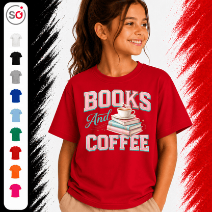 Kinder T-Shirt "Books & Coffee" – Süßes Motiv für kleine Leseratten - StyleOne