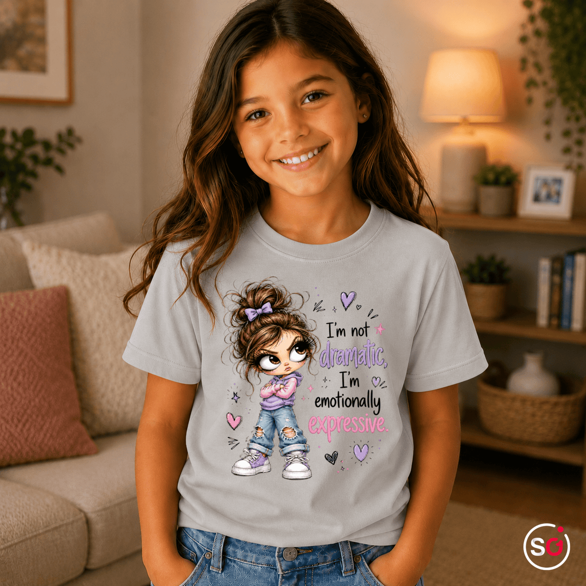 Kinder T-Shirt "Emotionally Expressive" – Süßes Mädchen mit frechem Statement - StyleOne