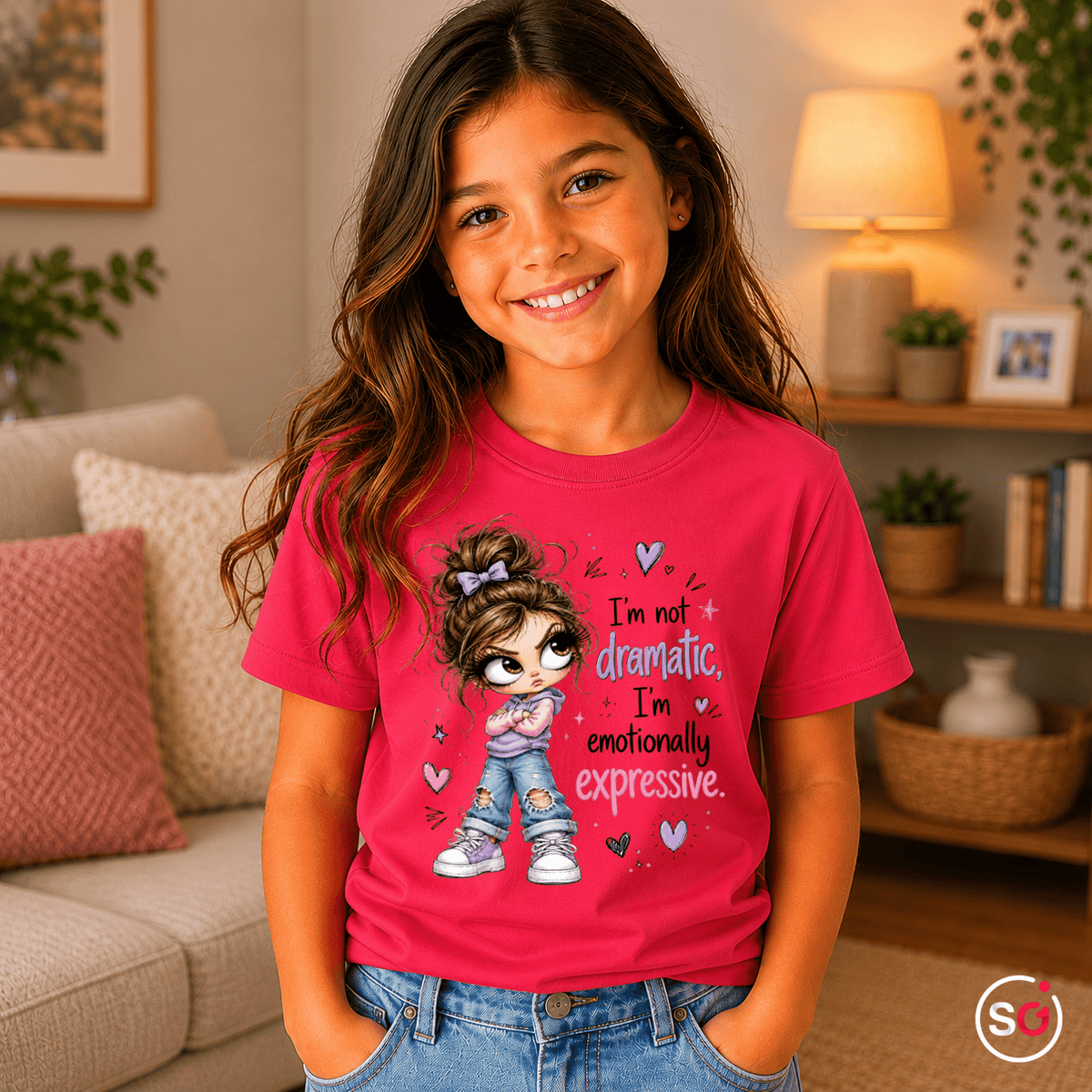 Kinder T-Shirt "Emotionally Expressive" – Süßes Mädchen mit frechem Statement - StyleOne