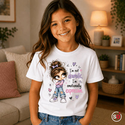 Kinder T-Shirt "Emotionally Expressive" – Süßes Mädchen mit frechem Statement - StyleOne