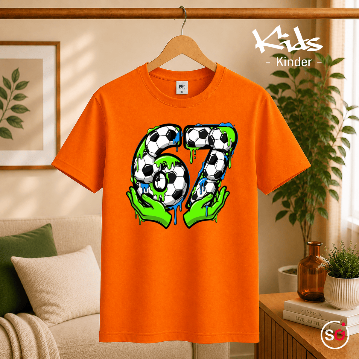 Kinder T-Shirt | Fußball Zahl 67 im coolen Schleim- & Graffiti-Look - StyleOne