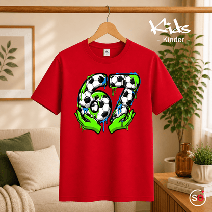 Kinder T-Shirt | Fußball Zahl 67 im coolen Schleim- & Graffiti-Look - StyleOne