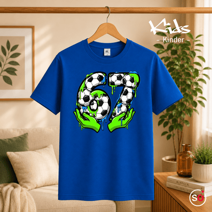 Kinder T-Shirt | Fußball Zahl 67 im coolen Schleim- & Graffiti-Look - StyleOne