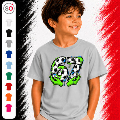 Kinder T-Shirt | Fußball Zahl 67 im coolen Schleim- & Graffiti-Look - StyleOne