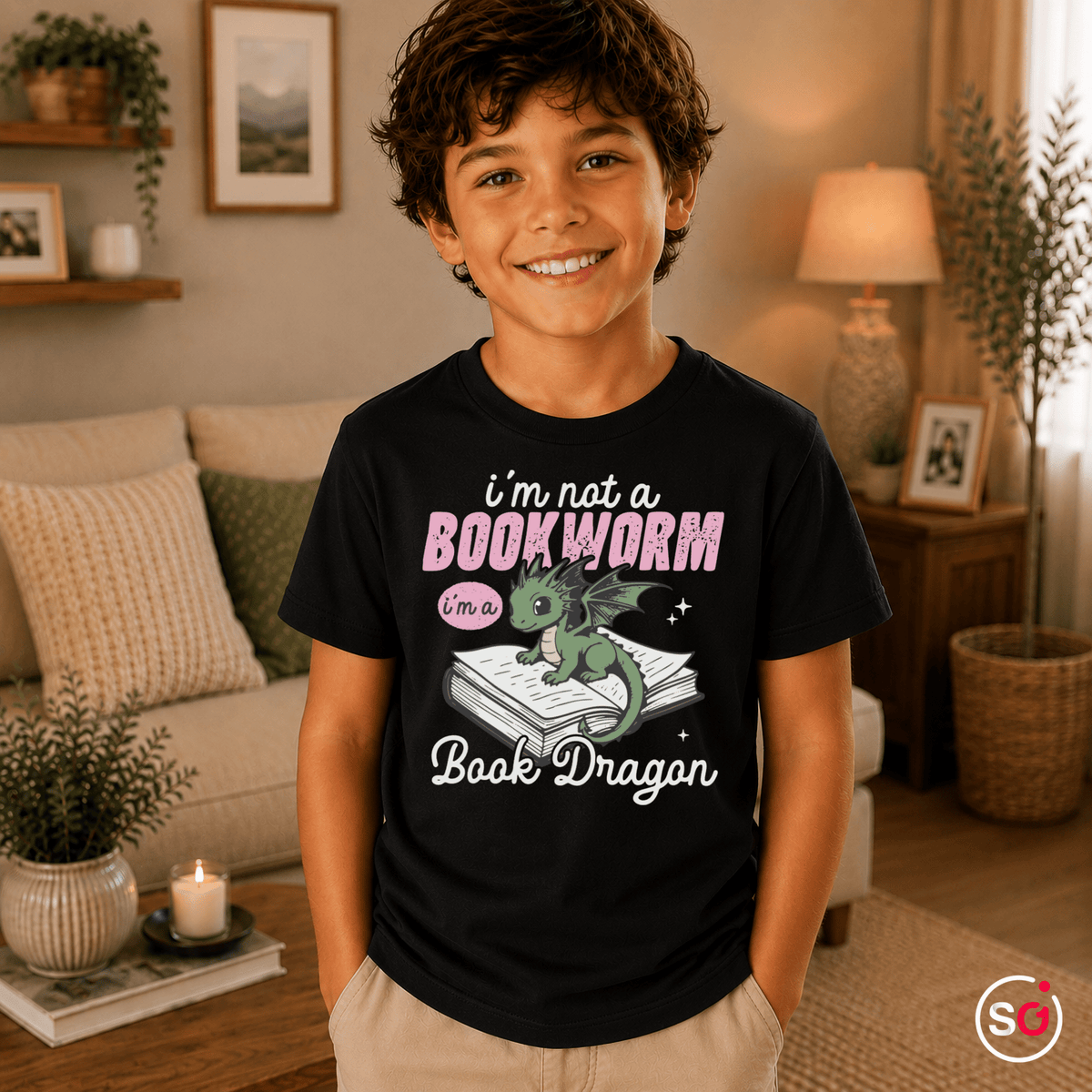 Kinder T-Shirt: 'I'm not a Bookworm, I'm a Book Dragon' – Süßer Lesedrachen Motiv - StyleOne