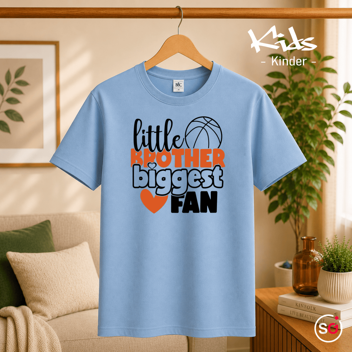 Kinder T-Shirt 'Little Brother Biggest Fan' mit Basketball & Herz - StyleOne