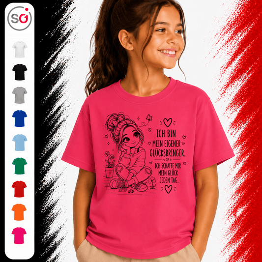 Kinder T-Shirt 'Mein eigener Glücksbringer' | Motivations-Spruch & süße Zeichnung - StyleOne
