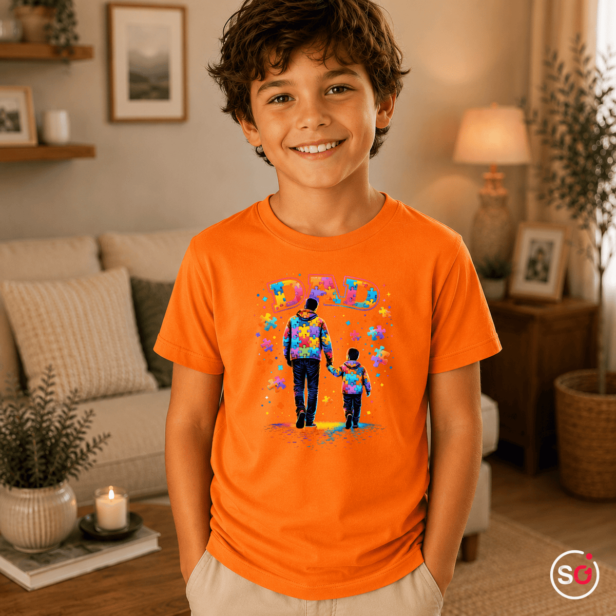 Kinder T-Shirt mit Autismus-Puzzle-Design: Bester Papa & Kind Hand in Hand - StyleOne