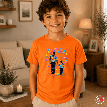 Kinder T-Shirt mit Autismus-Puzzle-Design: Bester Papa & Kind Hand in Hand - StyleOne