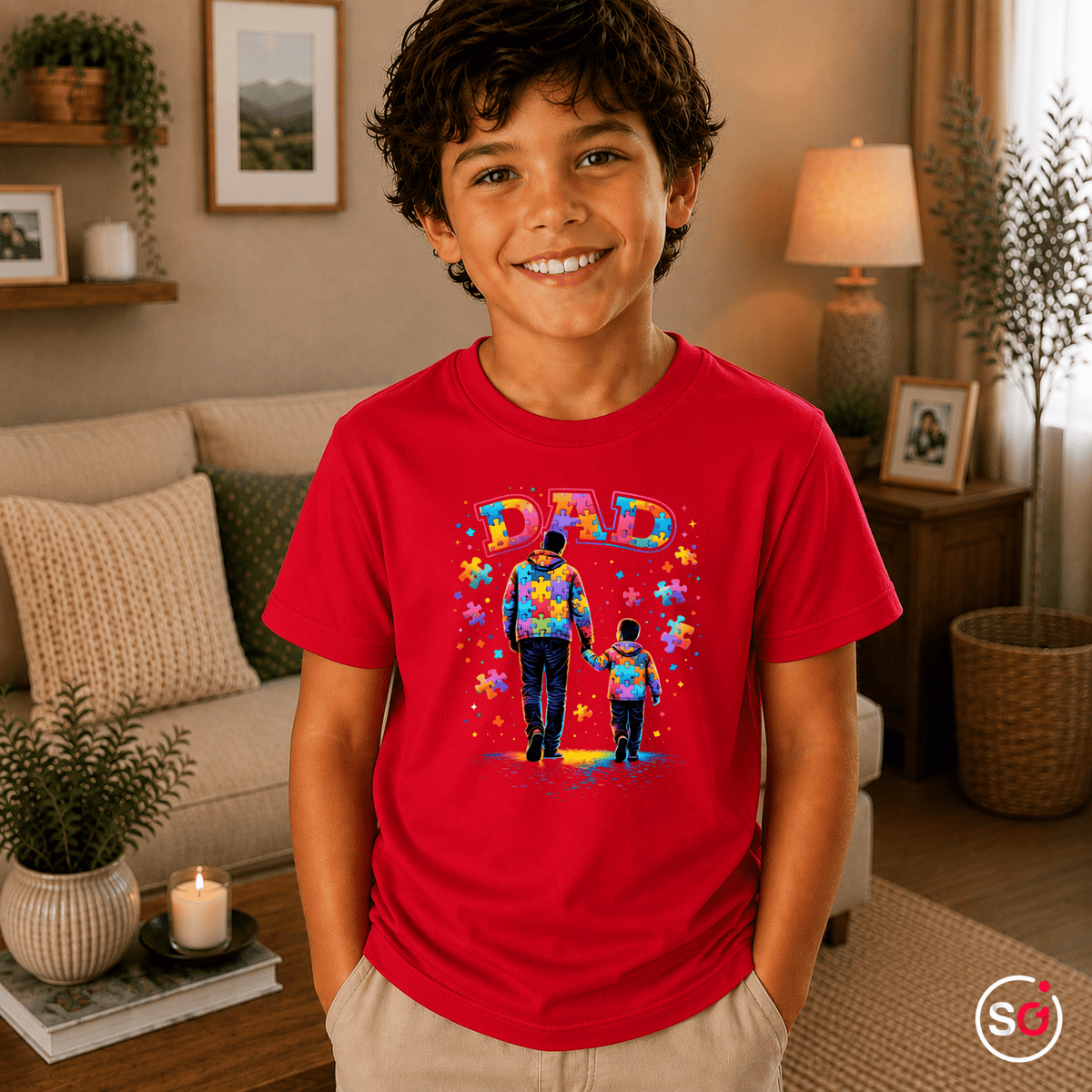 Kinder T-Shirt mit Autismus-Puzzle-Design: Bester Papa & Kind Hand in Hand - StyleOne