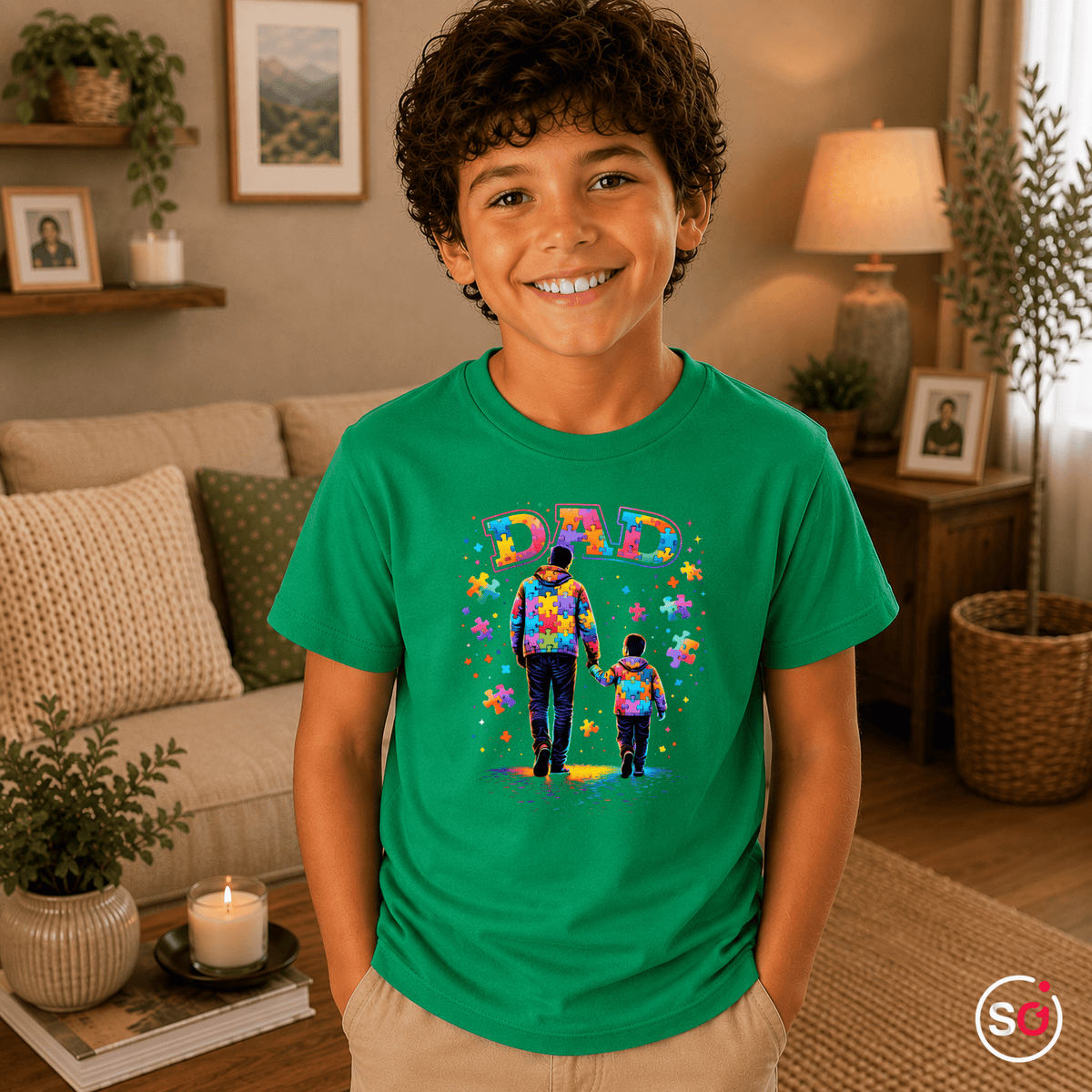 Kinder T-Shirt mit Autismus-Puzzle-Design: Bester Papa & Kind Hand in Hand - StyleOne