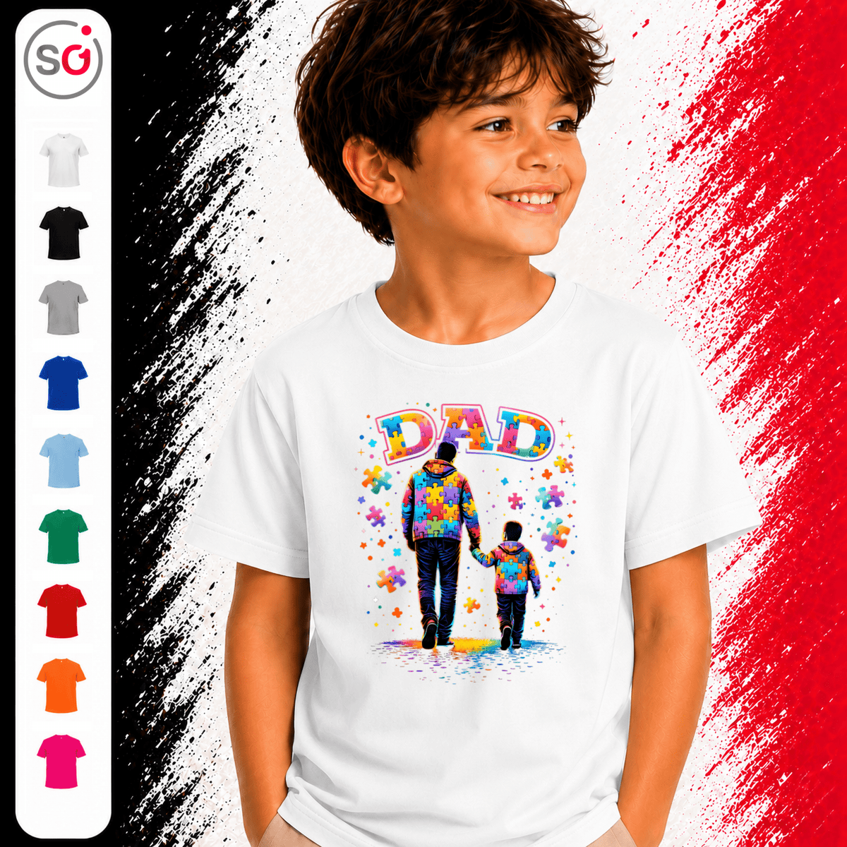 Kinder T-Shirt mit Autismus-Puzzle-Design: Bester Papa & Kind Hand in Hand - StyleOne