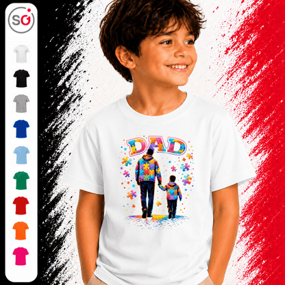 Kinder T-Shirt mit Autismus-Puzzle-Design: Bester Papa & Kind Hand in Hand - StyleOne