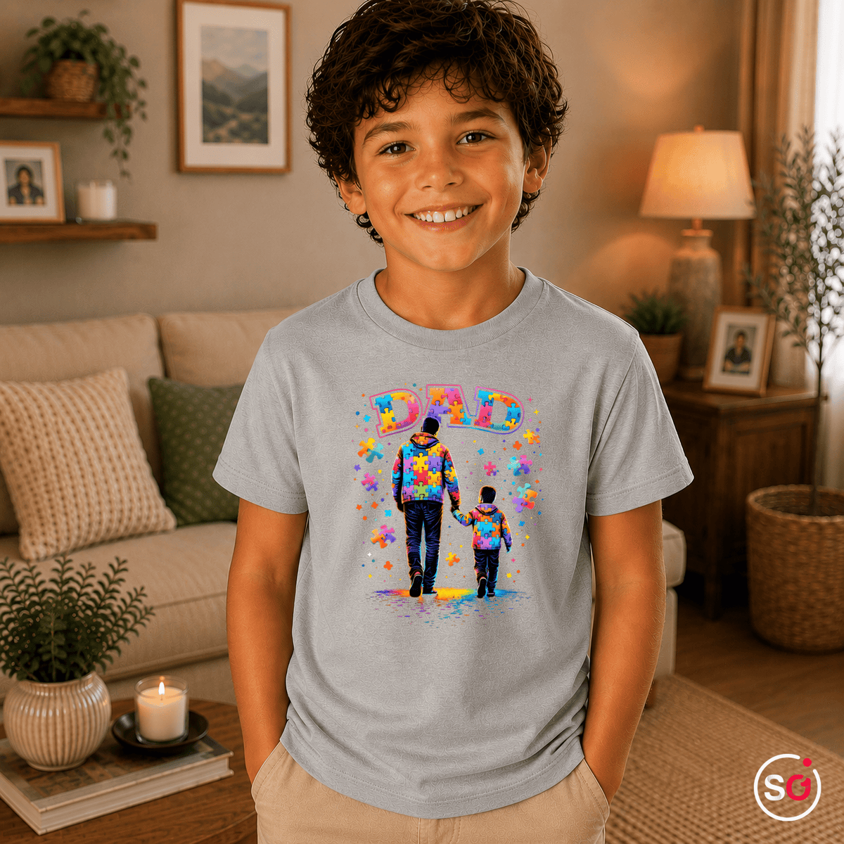 Kinder T-Shirt mit Autismus-Puzzle-Design: Bester Papa & Kind Hand in Hand - StyleOne