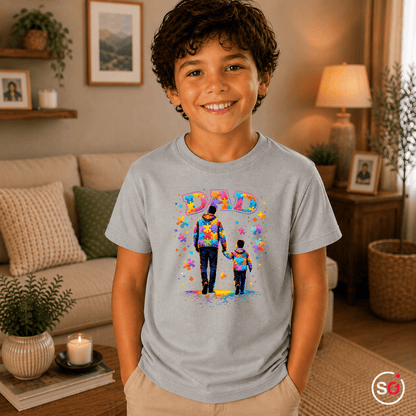 Kinder T-Shirt mit Autismus-Puzzle-Design: Bester Papa & Kind Hand in Hand - StyleOne