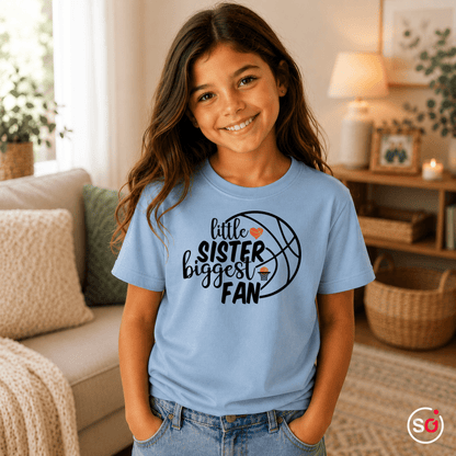 Kinder T-Shirt mit Basketball-Spruch 'little SISTER biggest FAN' - StyleOne