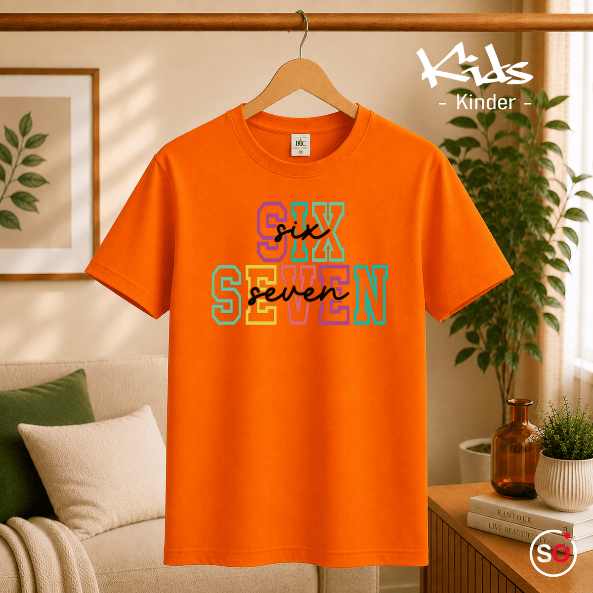 Kinder T-Shirt mit buntem 'SIX SEVEN' Zahlen-Design im College-Stil - StyleOne