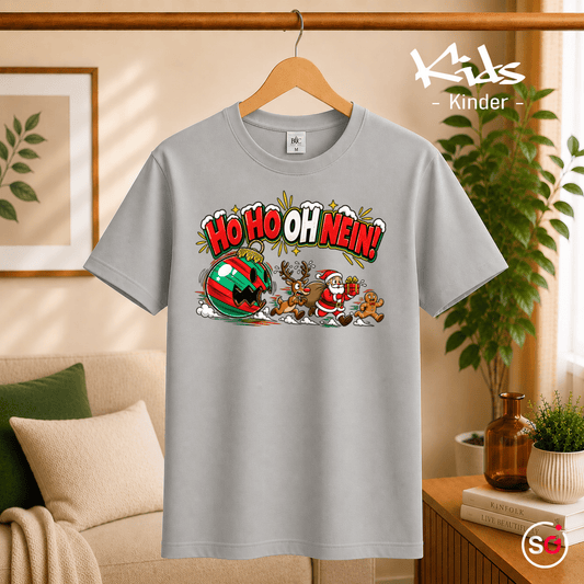 Kinder T-Shirt mit lustigem 'Ho Ho Oh Nein!' Weihnachtsmann & Rentier Comic-Motiv - StyleOne