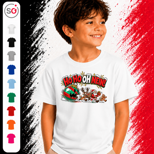 Kinder T-Shirt mit lustigem 'Ho Ho Oh Nein!' Weihnachtsmann & Rentier Comic-Motiv - StyleOne