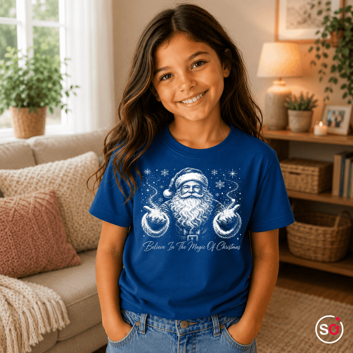 Kinder T-Shirt mit magischem Weihnachtsmann & Spruch 'Believe In The Magic Of Christmas' - StyleOne