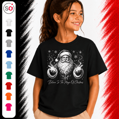 Kinder T-Shirt mit magischem Weihnachtsmann & Spruch 'Believe In The Magic Of Christmas' - StyleOne