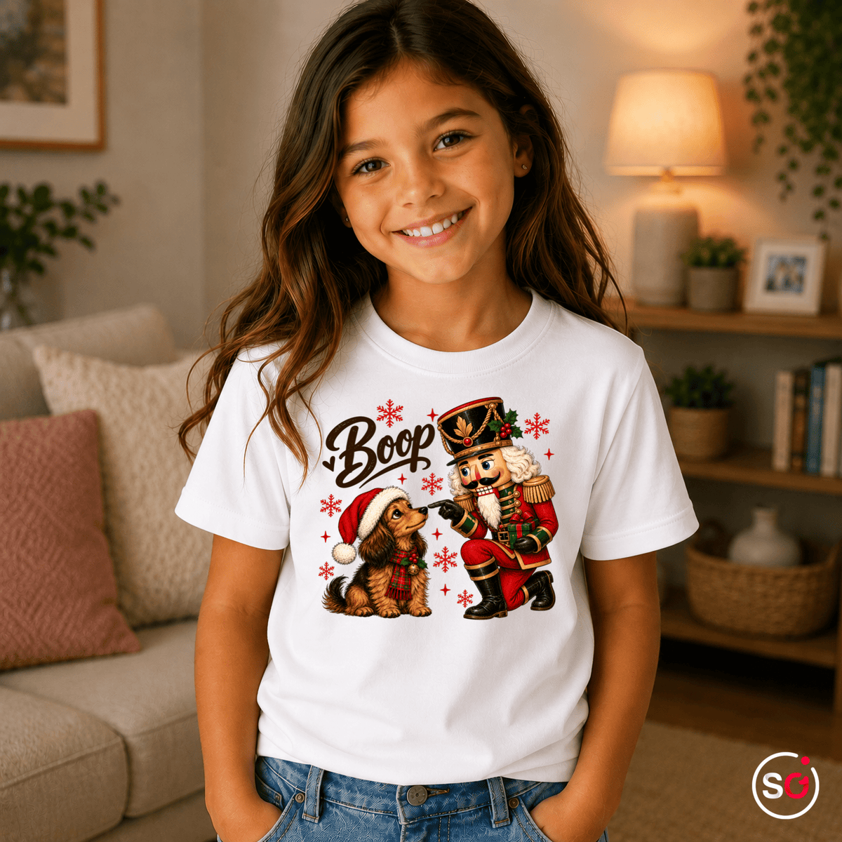 Kinder T-Shirt mit Nussknacker und Hund 'Boop' Motiv – Weihnachtliches Design - StyleOne