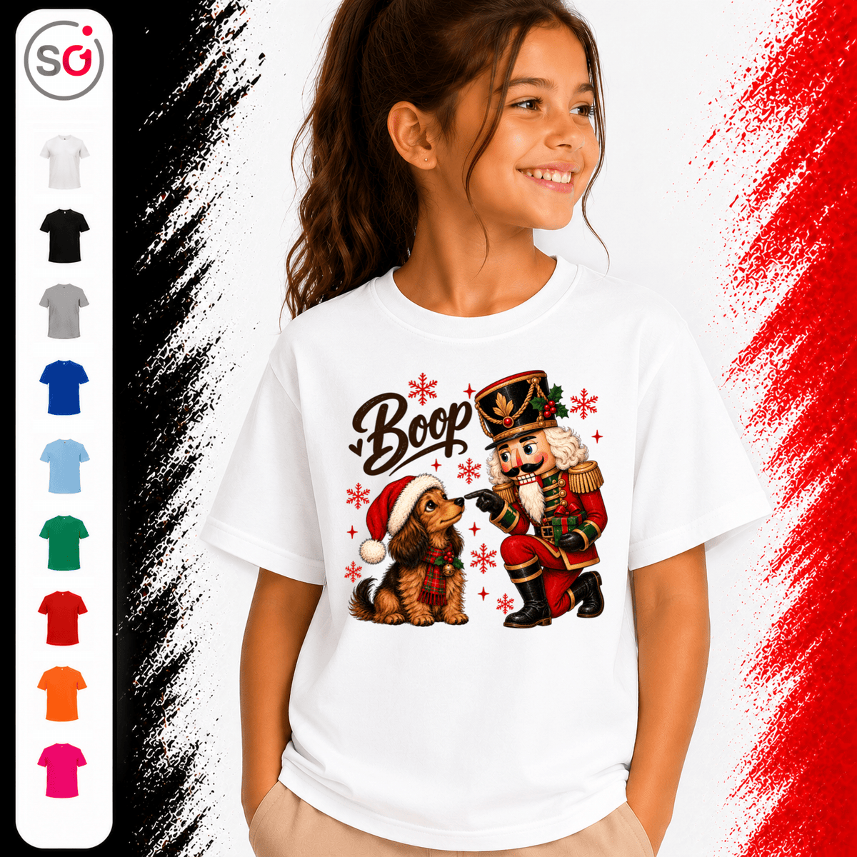 Kinder T-Shirt mit Nussknacker und Hund 'Boop' Motiv – Weihnachtliches Design - StyleOne